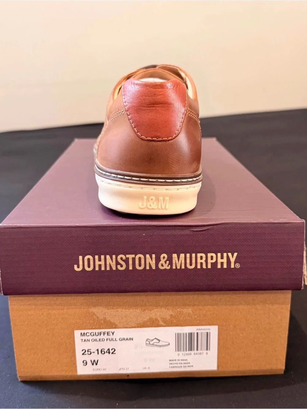 Johnston & Murphy McGuffey Tan Oiled Full Grain Leather Shoes